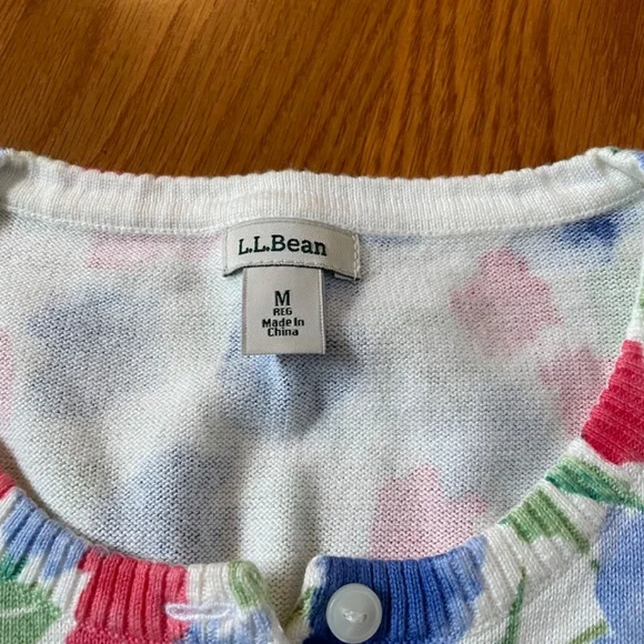 LL Bean Red and Blue Cotton Cardigan, Size M - Picture 6 of 10